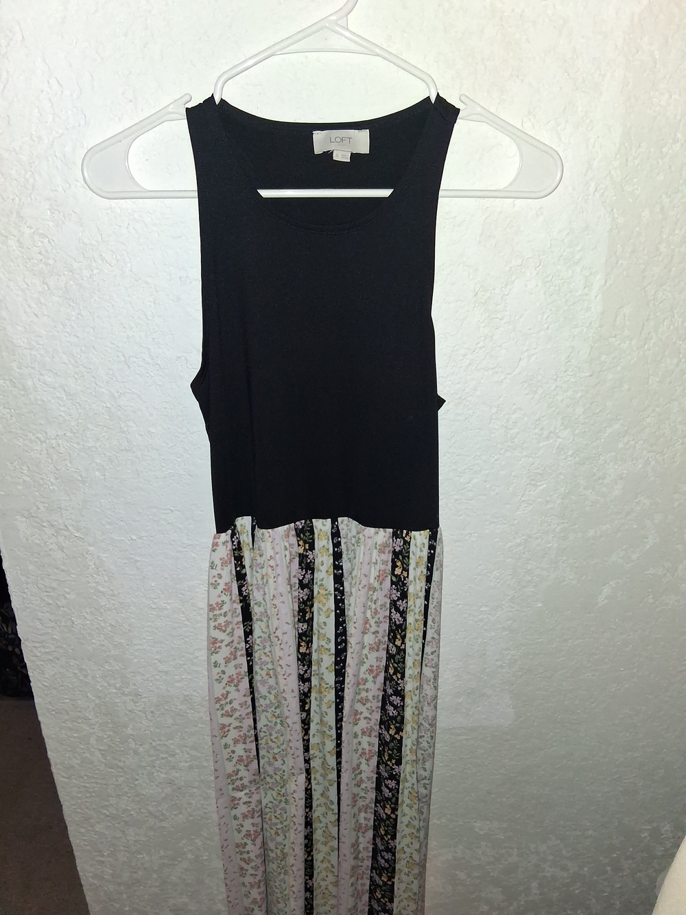 LOFT Black Sleeveless Top with Floral Stripe Maxi